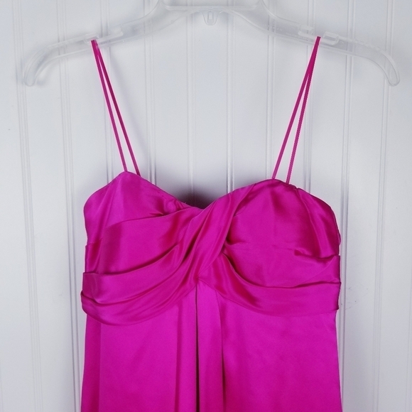 Cache Silk Balloon Hem Spaghetti Strap Cocktail Dress Mini Hot Pink Fairy Small - Picture 10 of 13